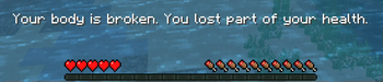 Losing half your health.
