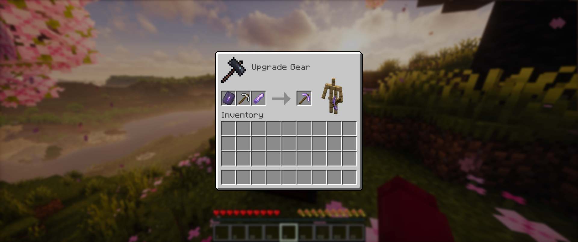Smithing Table recipe. Amethyst Upgrade Template + Iron tool + Sharpened Amethyst