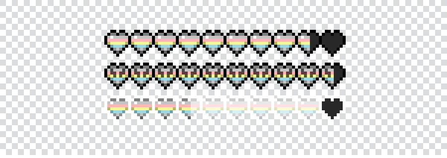 Banner showing the modified Hearts (Blinking, Half, Hardcore, etc).