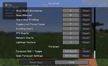 The forcasted settings keybind