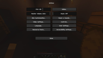 Options menu