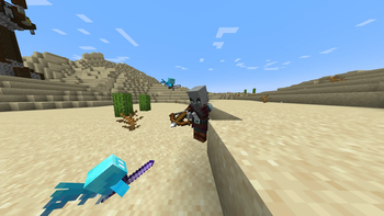 Allays attacking with enchanted iron sword