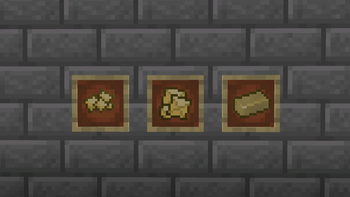 Raw pyrite, pyrite chunk, and pyrite ingot