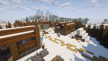 A snowy pillager camp