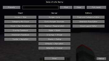 settings screen