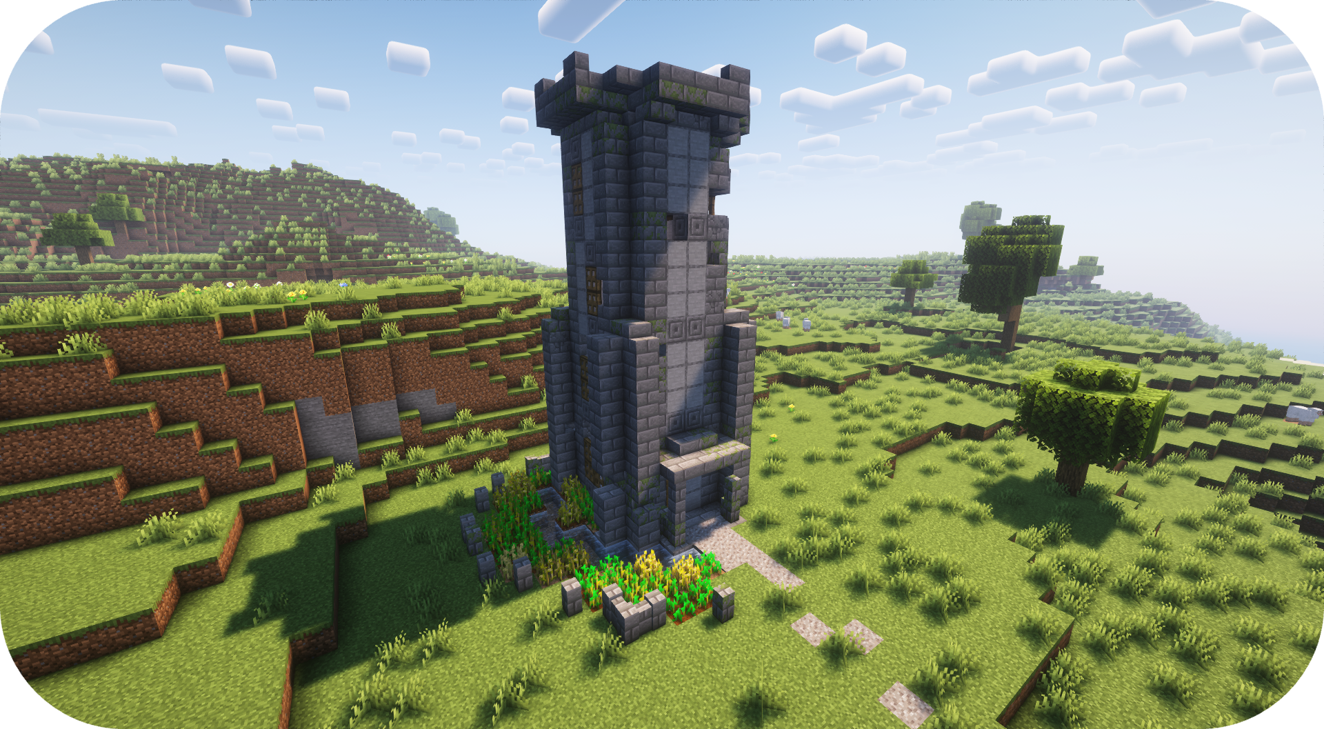 Degrading tower with some farmland
