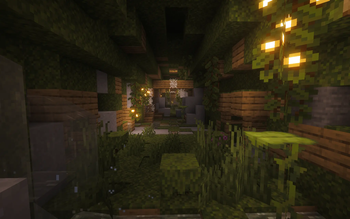 A lush, overgrown Mineshaft