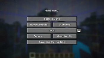 Accessing the config screen via options screen