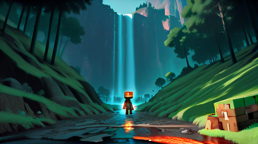 Waterfall and mountains