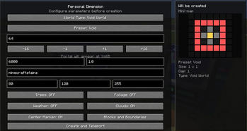 Creation world GUI