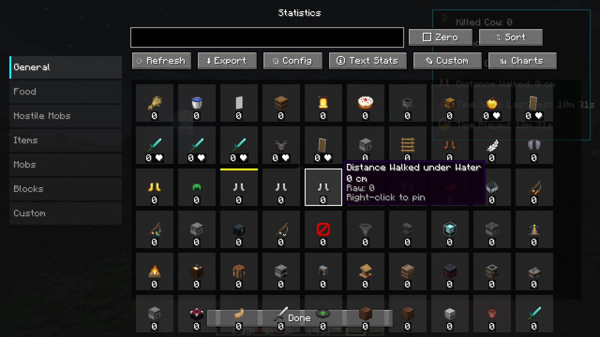 Main Statistics Screen