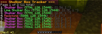 Ingame screenshot of shulker box list