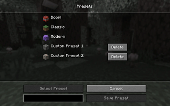 Presets Menu