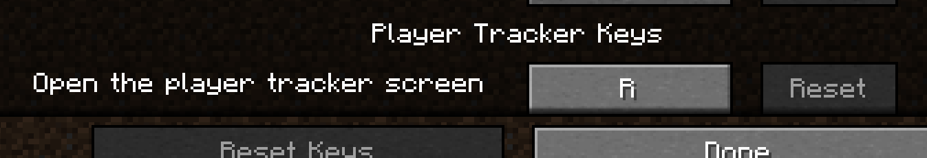 Screenshot showcasing the Player Tracker Keybind Open Menu set to R