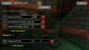 ingame option, for easy recipe changes