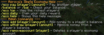 Screenshot of the commands