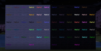 All colors of fixed texts (at night)