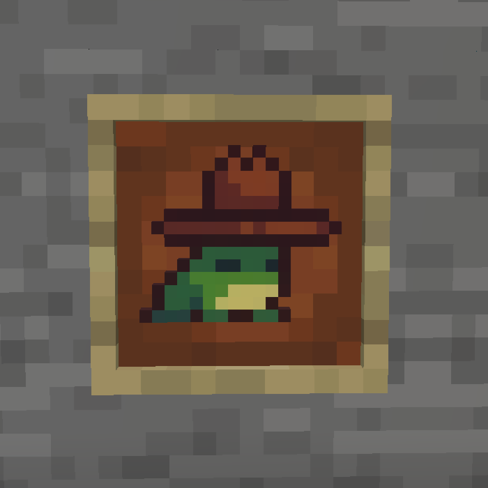 frog in hat in the frame