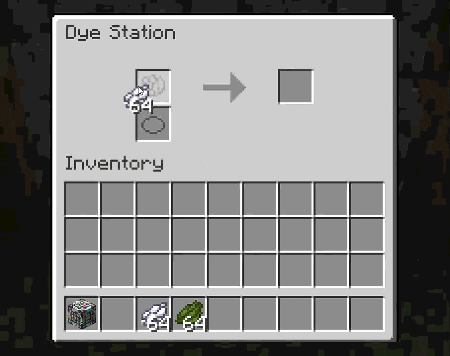 animated gif of crafting in the dye station