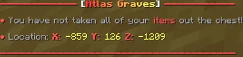 Chest items left inside message