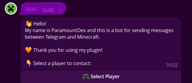 Telegram Bot Start Message