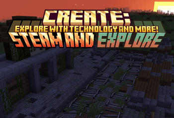 The Create Steam and Explore Logo, Made with Blockbench and another plugin called "title generator".