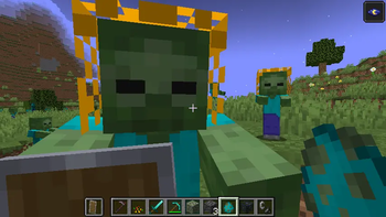 A zombie wear SUMMONER ARMOR HELMET