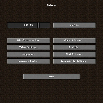 Options menu