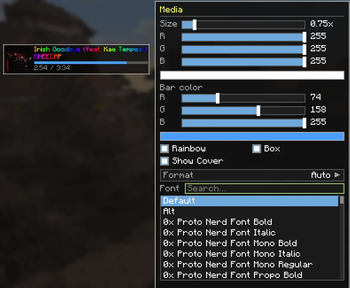 Customization menu for Media Widget