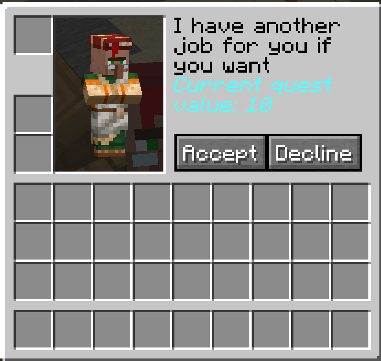 Villager dialog showing inter task page