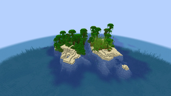 Island generation depends on the seed, so you'll get a variety of shapes and biomes!