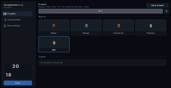 Presets page