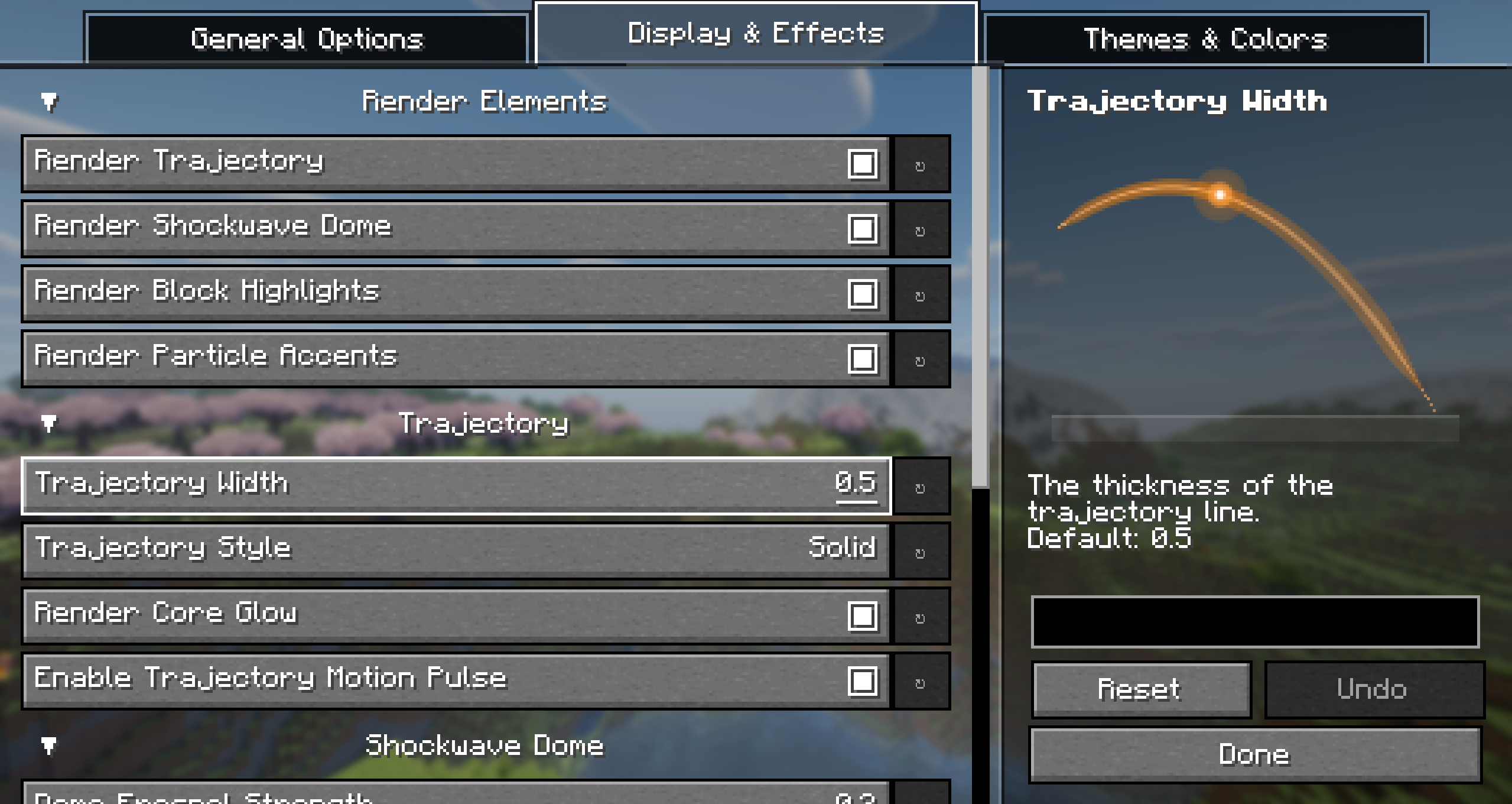 The config screen