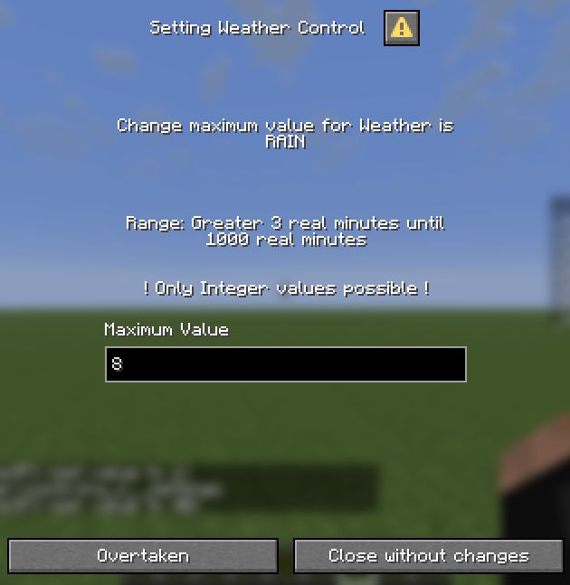 Settings example for maximum raining time