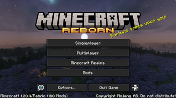 Early main menu screen for the modpack