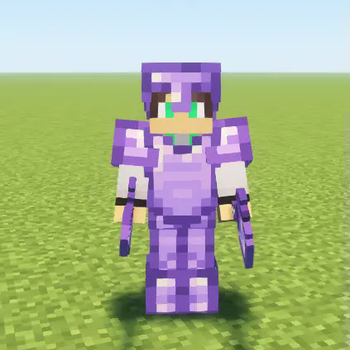 me holding the armor with weapons