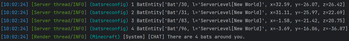 Server log output for the /bats command
