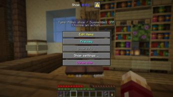 Shop management menu