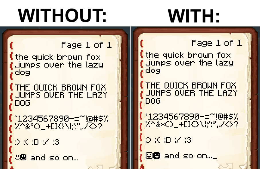Comparison between default and the pack