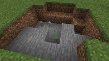 Grass and stone dropped as items