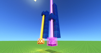 regular beams collide with terrain, ghost beams pass thru blocks