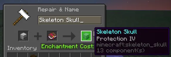 Applying an enchantment to a skeleton skull