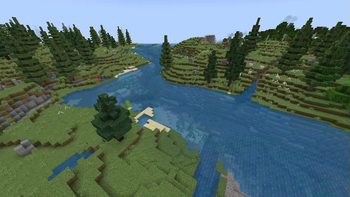 cold biomes and river with retinted waters