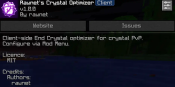 Mod Info Page in the Mod Menu
