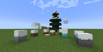 Screenshot showing several snowy blocks.