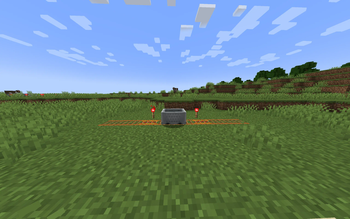 Minecart on copper rail track