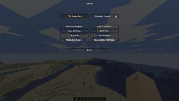 Settings menu
