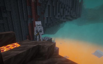 Skeleton above the lava sea