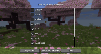 Display Sound Categories Screen