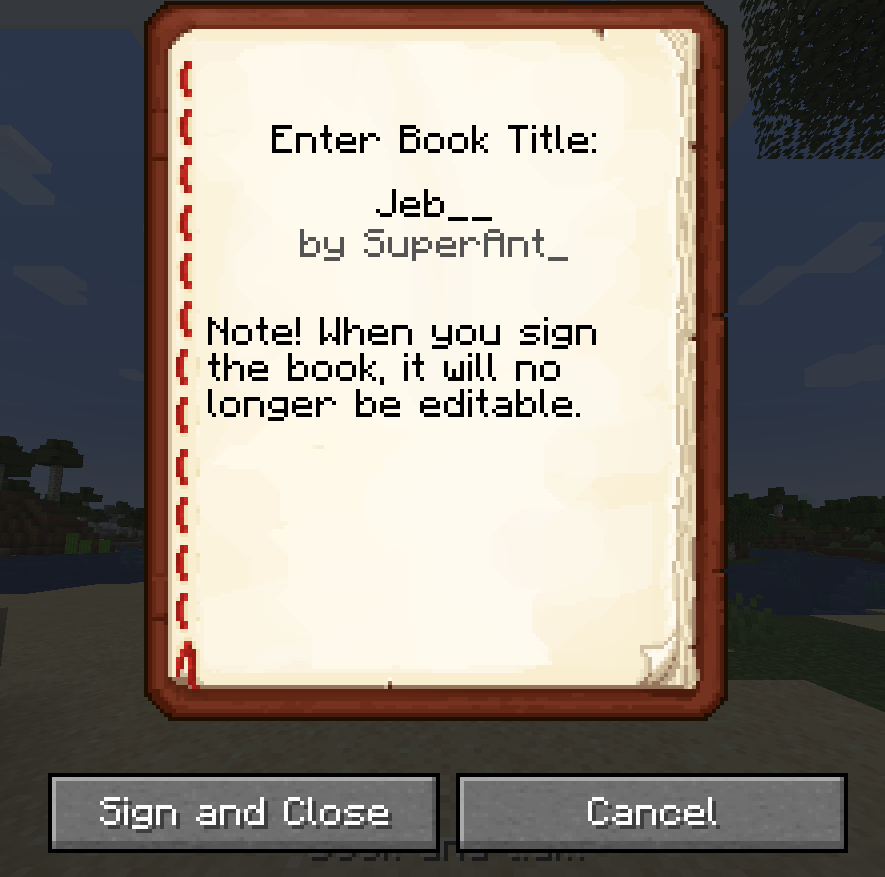 Sign a book with any nickname